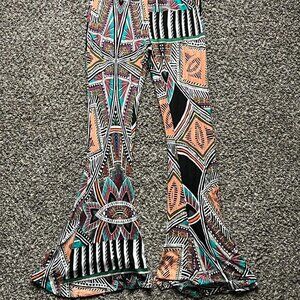 Jaase Boho Flare Pants Womens Small Multi Coloured Western Stretchy Pants